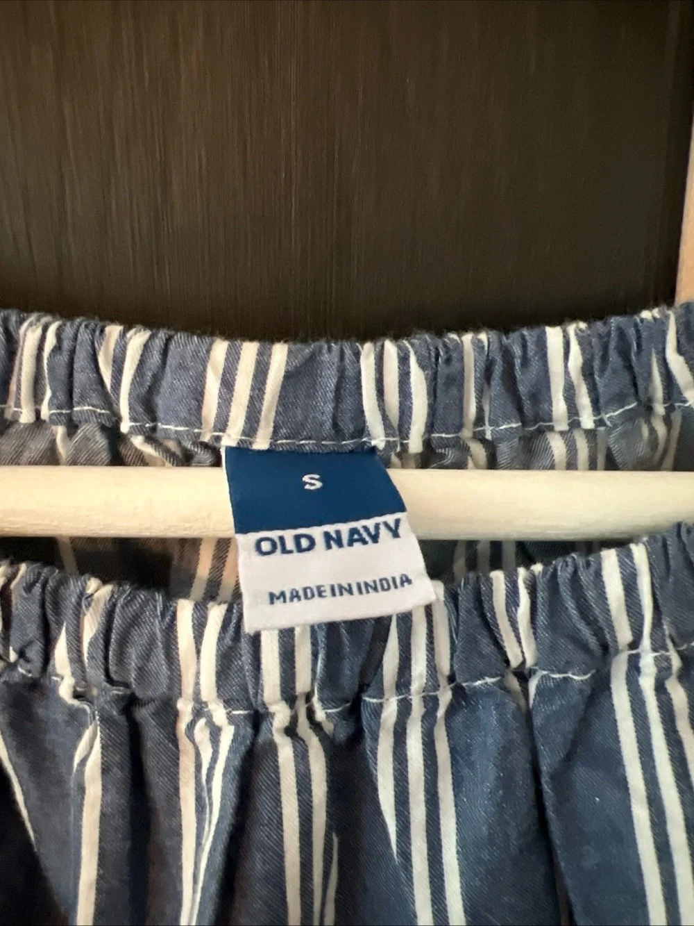 Old Navy Blue & White Striped Puff Sleeve Top